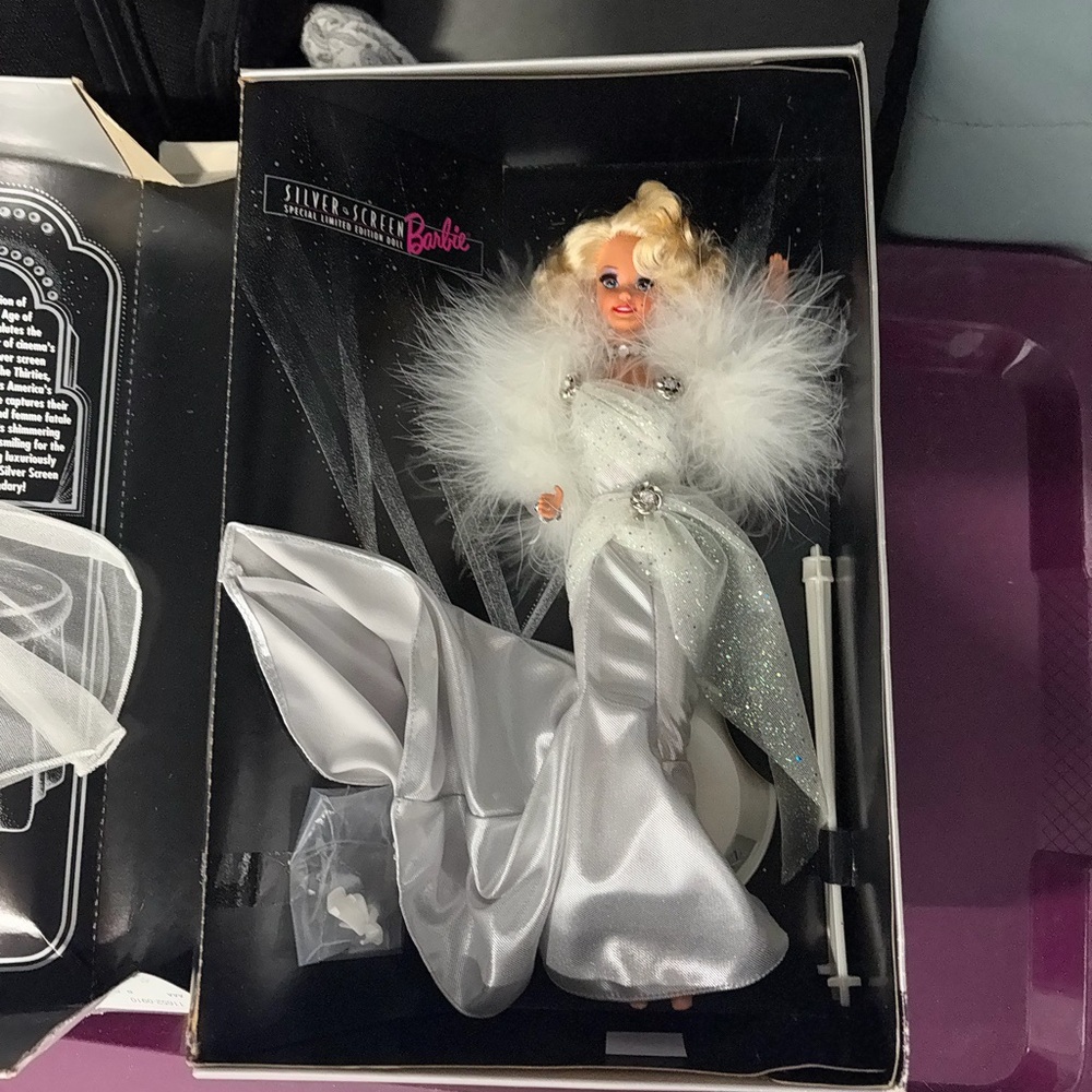 Barbie in Sparkling Silver and White Gown